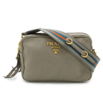 Prada Pre-owned Leren 2Way Schoudertas - Dames - Pre-owned - Grijs - Maat: ONE Size Leer