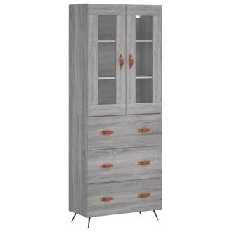 vidaXL Vidaxl - Aparador Alto Madera Contrachapada Gris Sonoma 69,5x34x180 Cm