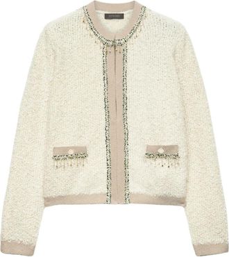Elena Miro Korte Geborduurde Vest - Dames - Vesten - Wit - S - Truien & Vesten