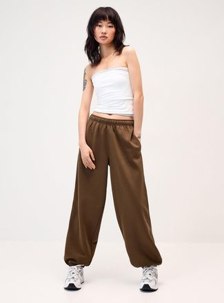 Twik Womens Solid cotton-fleece loose joggers