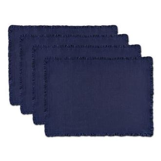 Solino Home Linen Placemats - Juliette Ruffle, 14 x 19 in Navy at Nordstrom, Size Medium