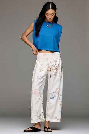 Pilcro The Reese Printed Smocked Pull-On Barrel Pants by Pilcro