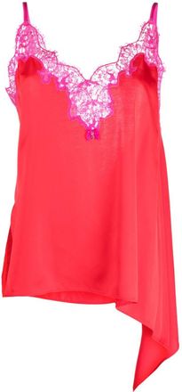 Dsquared2 lace-panelled asymmetric cami top - women - Viscose/Polyamide - 40