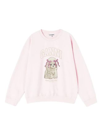 Ganni graphic-print sweatshirt - women - Fabric - S - Pink