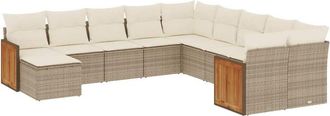 vidaXL Set De Sof&aacute;s De Jard&iacute;n 11pzas Con Cojines Rat&aacute;n Sint&eacute;tico Beige Vidaxl
