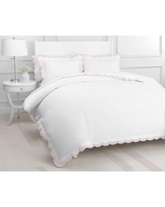 Melange Home Double Scalloped Embrodiery Duvet Set