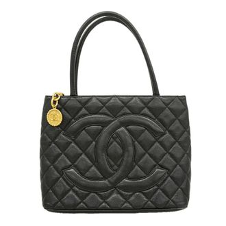 Chanel Black Grained Calfskin Tote Bag (Pre-Owned)