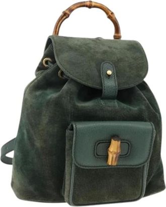 Gucci Pre-owned Backpacks, female, Green, Size: ONE SIZE Pre-owned Vintage Leather Backpack