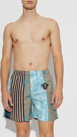 Versace Swim Shorts With Floating By Print, Mens, Multicolour