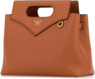 MCM Womens Soft Top Handle Bag Orange Calf