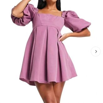 Asos Womens Puff Sleeve Dress In Purple