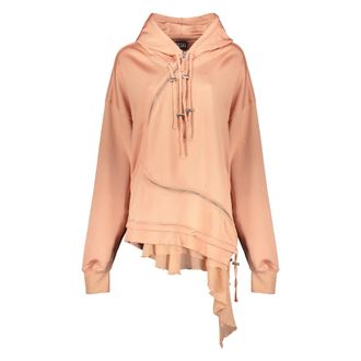 Diesel Hoodies, female, Pink, Size: 2XS Asymmetrical Hoodie with Adjustable Hood