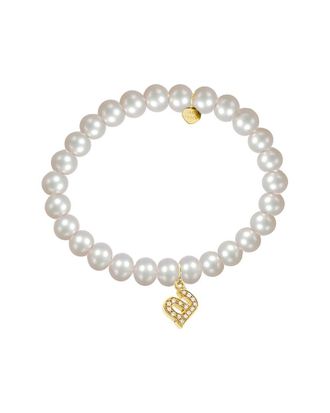 Jane Basch 14K Diamond & 6-8Mm Pearl Initial Bracelet