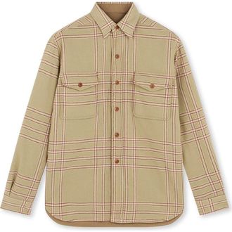Fortela Overshirt in Recycled Wool Blend Check in Green at Nordstrom, Size Large Eu