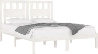 vidaXL Estructura De Cama Doble Sin Colch&oacute;n Madera Maciza Blanco Vidaxl