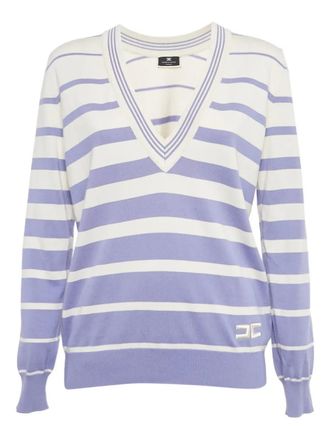 Elisabetta Franchi stripe v-neck top - White