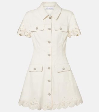 Self Portrait Broderie anglaise denim minidress