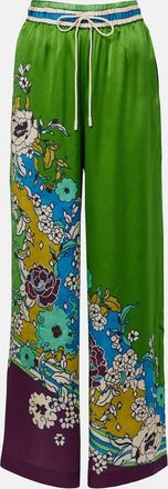 Alemais Al&eacute;mais Nanci printed silk satin wide-leg pants