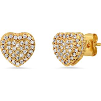 HMY Jewelry Simulated Diamond Heart Stud Earrings in Yellow at Nordstrom Rack