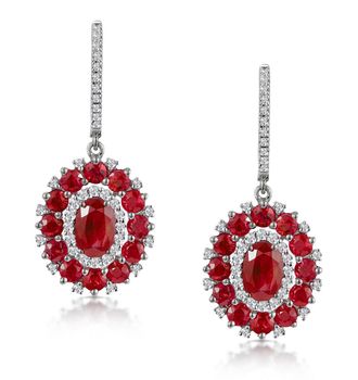 The Diamond Store 2.50ct Ruby Asteria Diamond Drop Earrings in 18K White Gold