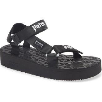 Palm Angels Logo Sandal in Black/white at Nordstrom Rack, Size 12Us / 45Eu