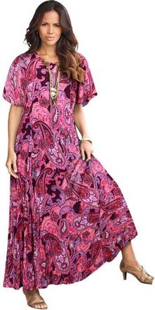 Roaman's Plus Size Hand Crinkled Flutter Sleeve Maxi Dress in Raspberry Mixed Paisley at Nordstrom, Size 16