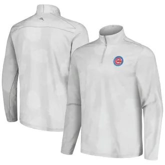 Tommy Bahama Mens Tommy Bahama Gray Chicago Cubs Delray Frond IslandZone Half-Zip Jacket at Nordstrom, Size Xxx-Large