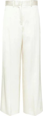 Jil Sander Twill broek met hoge taille - Dames - Wijde Broeken - Beige - XS - Katoen - Broeken