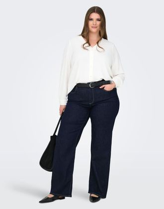 Only ONLY Curve - Jeans a fondo ampio color blu scuro