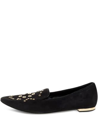 Burberry suede eyelet-detail loafers - women - Leather/Leather/Suede - 39 - Black