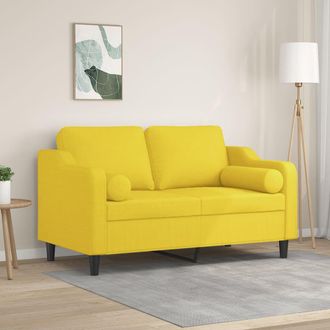 vidaXL Sof&aacute; De 2 Plazas Con Cojines Tela Amarillo Claro 120 Cm Vidaxl