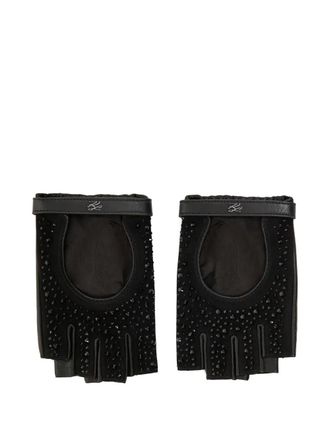 Karl Lagerfeld K/Autograph rhinestone fingerless gloves - Black