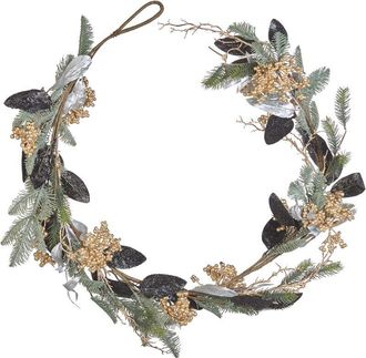 Beliani Guirnalda Verde Negro Plateado Dorado 150 Cm Material Sint&eacute;tico Navidad Terrassa