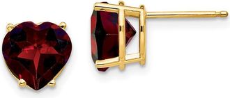 Diamond2Deal 14k Yellow Gold 8mm Heart Garnet earring