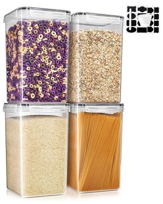 Sorbus Set Of 4 Food Storage Containers With Lids, Measuring Spoons & Labels