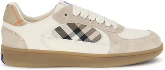 Burberry Mens Sneakers Terrace Leather Check Dvbeige-Grey-Sndipchk Trainers Dvbeige/grey/sndipchk