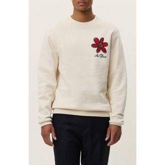 Les Deux Flower Basket Organic Cotton Graphic Sweatshirt in Ivory at Nordstrom, Size Large