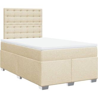 vidaXL Cama Box Spring Con Colch&oacute;n Tela Color Crema 120x200 Cm Vidaxl