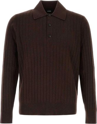 Amiri Polo in Maglia a Coste Morbida - - Tops - Uomo - Marrone - L