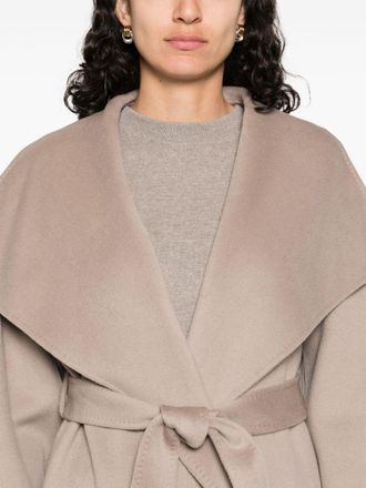 Soft Goat Wool Wrap Coat - Beige