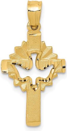 Diamond2Deal 14k Yellow Gold Dove Cross Charm