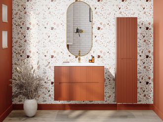 Vente-Unique Colonna per bagno sospesa 140 cm Con scanalature Terracotta - PAVANI