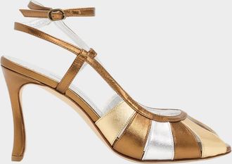Manolo Blahnik 90mm Coludadhi Metallic Leather Sandals