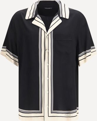 Dolce & Gabbana Hawaii Shirt with logo and striped print Male 40