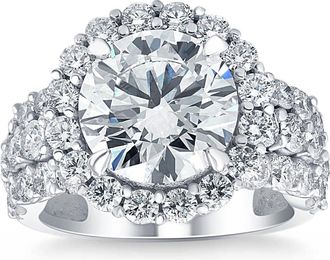 Pompeii3 6 1/2Ct Diamond Halo Engagement Ring Lab Grown in 14k White or Yellow Gold