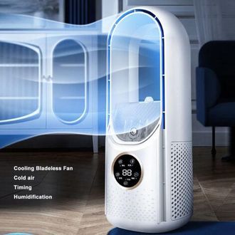 OEM Potente Ventilador De Torre Oscilante De Abs De 6 Velocidades Con Dep&oacute;sito De Agua, Sin Aspas, Blanco, Alimentado Por Usb
