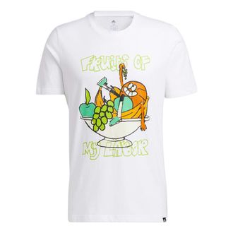adidas Mens adidas Cartoon Printing Alphabet Pattern Round Neck Short Sleeve White T-Shirt GS7213