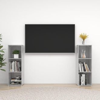 vidaXL Vidaxl - Muebles De Sal&oacute;n 2 Piezas Madera Ingenier&iacute;a Gris Hormig&oacute;n