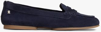 Tommy Hilfiger Womens Flexible Suede Penny Loafer - Blue - US 6.5 / EU 37
