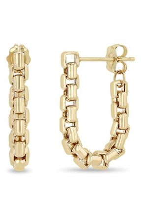 Zoë Chicco Large Box Chain Hoop Earrings in 14K Yellow Gold at Nordstrom